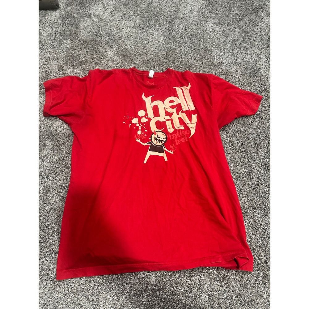 Hell City Tattoo Fest Red Graphic T-Shirt Mens 2XL American Apparel Convention